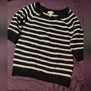 Arizona Jean Company Black & White Striped Crewneck Sweater Medium